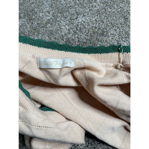 Belle Poque Retro Cream Green Floral Crop Cardigan Sweater Size Medium - Picture 4 of 7